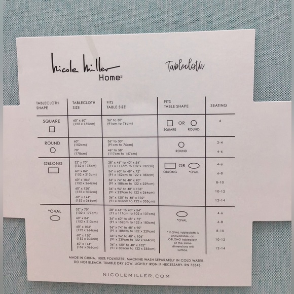 Nicole Miller Home “Seafoam” Tablecloth - Picture 4 of 5